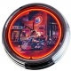 N-0353 Chopper Bike Route 66 Große Neon-Uhr 17" Zoll Retro Wanduhr