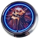 N-0423 Totenkopf Brown Große Neon-Uhr 17" Zoll Retro Wanduhr