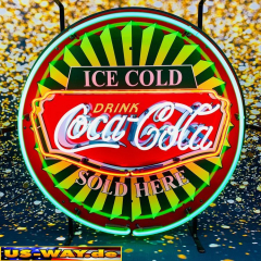 N-N0114  Coca-Cola Round Neon Display – Leuchtendes Retro-Schild für Zuhause & Gewerbe
