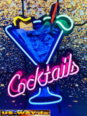 N-N0133 Cocktail Glas Neon Display – Leuchtendes Retro-Schild für Zuhause & Gewerbe