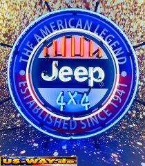 N-N0167 Jeep American Legend Neon Display – Leuchtendes Retro-Schild für Zuhause & Gewerbe