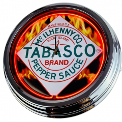 N-0237 Pepper Sauce Große Neon-Uhr 17" Zoll Retro Wanduhr