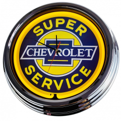 N-0236 Super Service Große Neon-Uhr 17" Zoll Retro Wanduhr