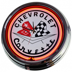 N-0234 Corvette Große Neon-Uhr 17" Zoll Retro Wanduhr