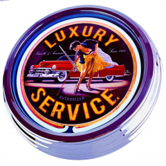 N-0897 Luxury Service Große Neon-Uhr 17" Zoll Retro Wanduhr