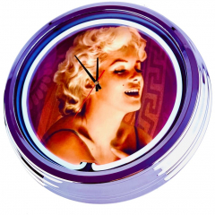 N-0896 Pretty Women Große Neon-Uhr 17" Zoll Retro Wanduhr