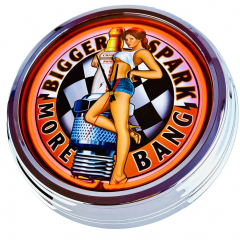 N-0894 Zündkerze Pin-Up Große Neon-Uhr 17" Zoll Retro Wanduhr