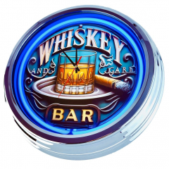 N-0883 Whiskey Bar Große Neon-Uhr 17" Zoll Retro Wanduhr