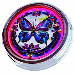 N-0879 Schmetterling Große Neon-Uhr 17" Zoll Retro Wanduhr