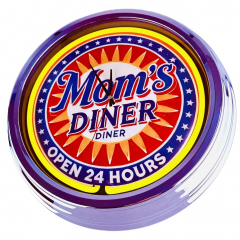 N-0860 Mom´s Diner Große Neon-Uhr 17" Zoll Retro Wanduhr