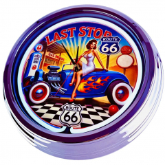 N-0855 Route 66 Last Stop Große Neon-Uhr 17" Zoll Retro Wanduhr
