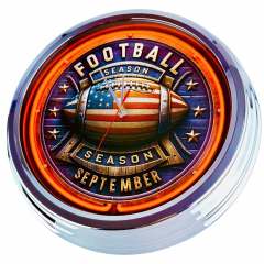 N-0837 Football Season September Große Neon-Uhr 17" Zoll Retro Wanduhr