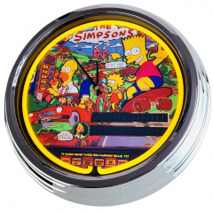 N-0715 Flipper The Simpsons Data East 1990 Große Neon-Uhr 17" Zoll Retro Wanduhr
