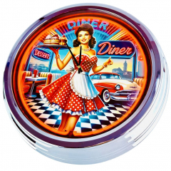 N-0696 Diner Nr.12 - Große Neon-Uhr 17" Zoll Retro Wanduhr