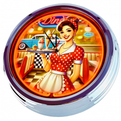 N-0697 Diner Nr.13 - Große Neon-Uhr 17" Zoll Retro Wanduhr