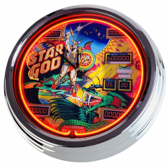 N-0762 Flipper Star God Zaccaria 1980 Große Neon-Uhr 17" Zoll Retro Wanduhr