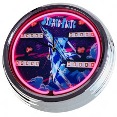 N-0763 Flipper Strato-Flite Williams 1974 Große Neon-Uhr 17" Zoll Retro Wanduhr