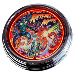N-0502 Pinball Attack From Mars Bally 1999 Große Neon-Uhr 17" Zoll Retro Wanduhr
