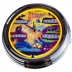 N-0510 Flipper Jackpot Williams 1970 Große Neon-Uhr 17" Zoll Retro Wanduhr