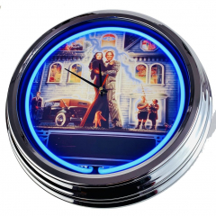 N-0520 Flipper The Addams Family Williams 1992 Große Neon-Uhr 17" Zoll Retro Wanduhr
