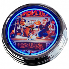 N-0534 Flipper Popeye Bally 1994 Große Neon-Uhr 17" Zoll Retro Wanduhr