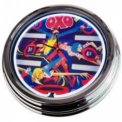 N-0540 Flipper OXO Williams 1973 Große Neon-Uhr 17" Zoll Retro Wanduhr