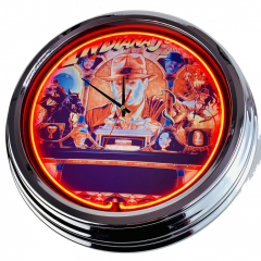 N-0549 Flipper Indianer Jones Williams 1993 Große Neon-Uhr 17" Zoll Retro Wanduhr