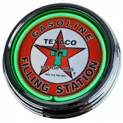 N-0212 Texaco Große Neon-Uhr 17" Zoll Retro Wanduhr