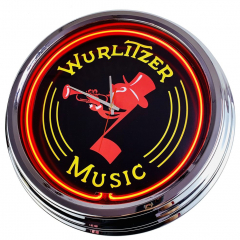 N-0211 Wurlitzer Große Neon-Uhr 17" Zoll Retro Wanduhr