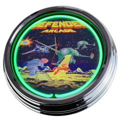 N-0576 Flipper Defender Arcade Große Neon-Uhr 17" Zoll Retro Wanduhr