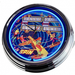 N-0578 Flipper Jet Spin Gottlieb 1977 Große Neon-Uhr 17" Zoll Retro Wanduhr