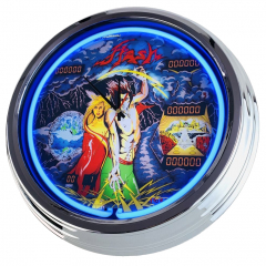 N-0598 Flipper Flash Williams 1979 Große Neon-Uhr 17" Zoll Retro Wanduhr