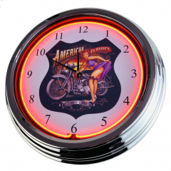 N-0604 American Classic Große Neon-Uhr 17" Zoll Retro Wanduhr