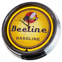N-0613 Beeline Gasoline Große Neon-Uhr 17" Zoll Retro Wanduhr