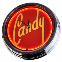 N-0615 Candy Große Neon-Uhr 17" Zoll Retro Wanduhr