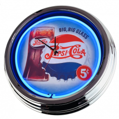 N-0625 Pepsi 5 Cent Große Neon-Uhr 17" Zoll Retro Wanduhr
