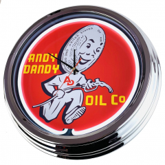 N-0628 Andy Dandy Oil Co. Große Neon-Uhr 17" Zoll Retro Wanduhr