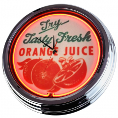 N-0632 Orange Juice - Try Tasty Fresh Große Neon-Uhr 17" Zoll Retro Wanduhr