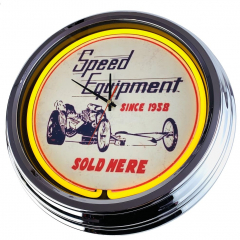 N-0633 Speed Equipment Große Neon-Uhr 17" Zoll Retro Wanduhr