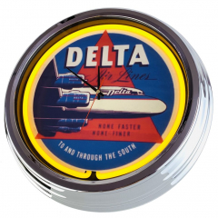 N-0646 Delta None Faster Große Neon-Uhr 17" Zoll Retro Wanduhr