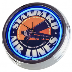 N-0648 Standard Air Lines Große Neon-Uhr 17" Zoll Retro Wanduhr