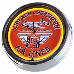 N-0649 Chicago & Southern Air Lines Große Neon-Uhr 17" Zoll Retro Wanduhr