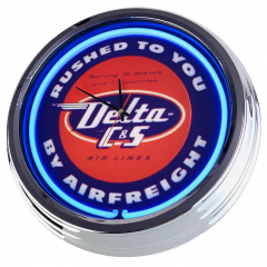 N-0650 Delta C&S Große Neon-Uhr 17" Zoll Retro Wanduhr