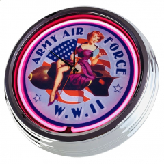 N-0651 Army Air Force Große Neon-Uhr 17" Zoll Retro Wanduhr