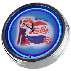 N-0658 Pepsi 5 Cent Große Neon-Uhr 17" Zoll Retro Wanduhr