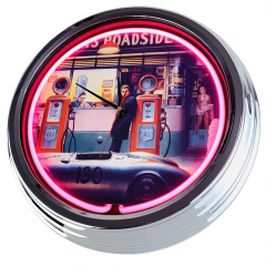 N-0665 Destiny Highway Große Neon-Uhr 17" Zoll Retro Wanduhr