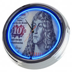 N-0671 10 Deutsche Mark Schein Große Neon-Uhr 17" Zoll Retro Wanduhr