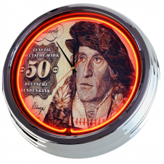 N-0673 50 Deutsche Mark Schein Große Neon-Uhr 17" Zoll Retro Wanduhr