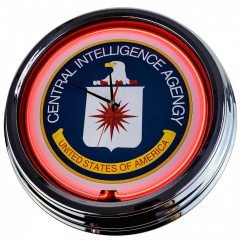 N-0254 CIA Große Neon-Uhr 17" Zoll Retro Wanduhr