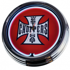 N-0250 West Coast Choppers Red Große Neon-Uhr 17" Zoll Retro Wanduhr